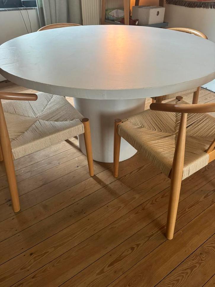 Mortex ronde tafel + 4 stoelen, Huis en Inrichting, Tafels | Eettafels, Zo goed als nieuw, 100 tot 150 cm, 100 tot 150 cm, Vijf personen of meer