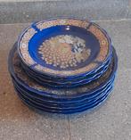 Kobaltblauwe sierborden met pauwenmotief – set van 10, Antiquités & Art, Antiquités | Services (vaisselle) complet, Enlèvement