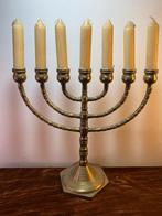 Vintage Messing Menora Kandelaar 7-armig - Hoogte 31cm, Antiek en Kunst, Verzenden, Koper of Brons