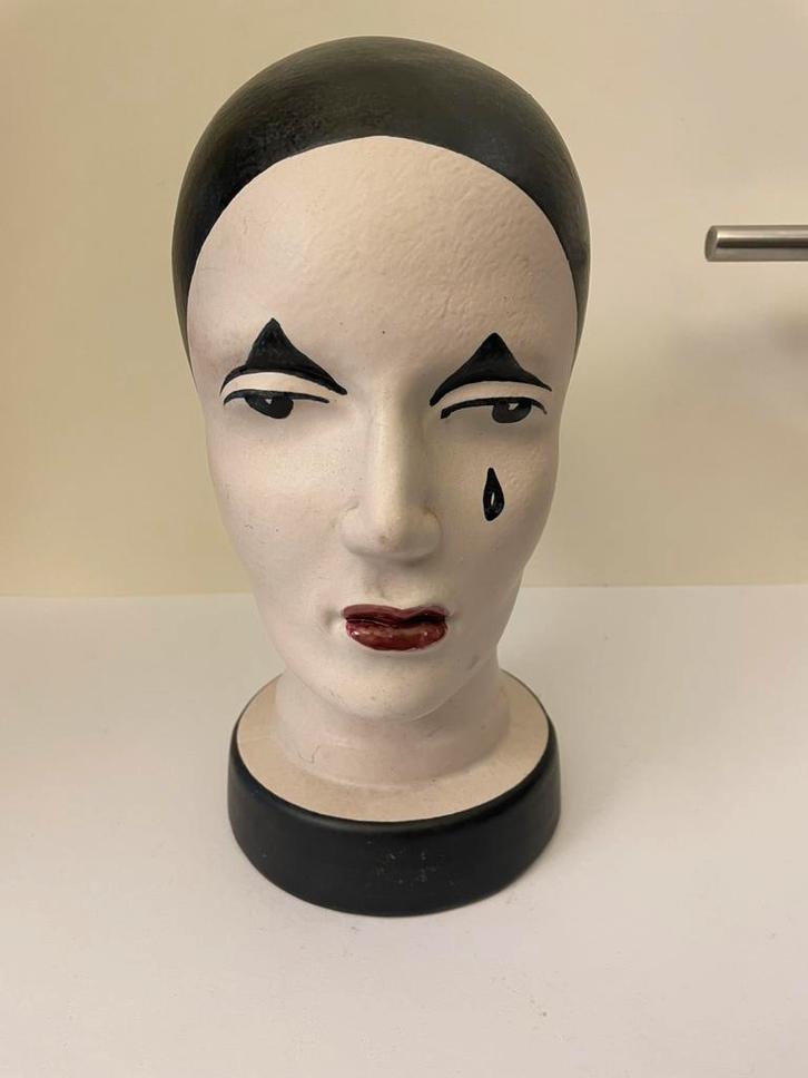 Vintage Pierrot Keramische Buste West-Duitsland, Antiquités & Art, Art | Objets design, Enlèvement ou Envoi