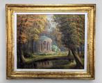Antiek schilderij op doek, gesigneerd - Temple de l’Amour, Ophalen of Verzenden