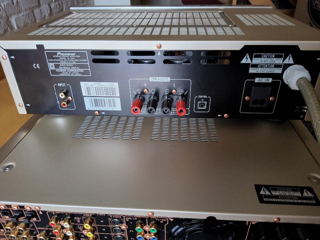 Pioneer VSA-E08 + M10X versterkers, Comme neuf, Enlèvement, Pioneer, 120 watts ou plus