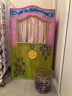 Vintage handgemaakte poppenkast met poppen., Verzamelen, Ophalen, Gebruikt