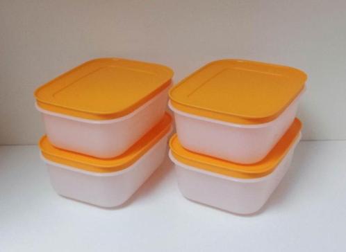 Tupperware Doos « Igloo » Diepvriezer - 450 ml x 4 - Oranje, Huis en Inrichting, Keuken | Tupperware, Nieuw, Bus of Trommel, Wit