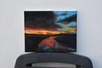 Tableau peinture paysage coucher de soleil avec reflet, par, Antiquités & Art, Enlèvement