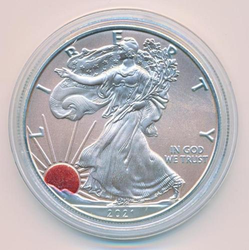 Verenigde staten 1 ounce 2021 in kleur-28, Postzegels en Munten, Edelmetalen en Baren, Zilver, Ophalen of Verzenden