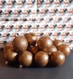 lot de 16 boules de noel 6 cm vieil or pailleté, Ophalen of Verzenden, Gebruikt
