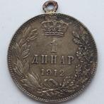 JOEGOSLAVIË: Servische munt 1 Dinar Pierre 1st 1912 A, Verzenden, Joegoslavië, Losse munt, Zilver