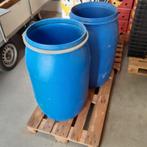 tonnen - 1 lot van 4- blauw - 1 met afvoer, Tuin en Terras, Ophalen, Kunststof, Met kraantje, 150 liter of meer