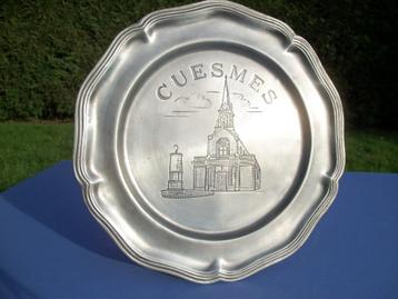 Cuesmes - St Remy's kerk en mijnwerkerslampplaat beschikbaar voor biedingen