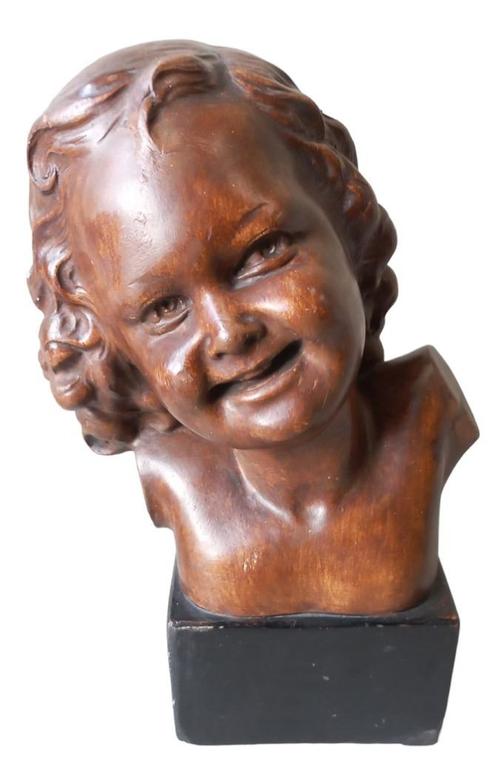 R. Scali "lachend kindje"., Antiquités & Art, Art | Sculptures & Bois, Enlèvement