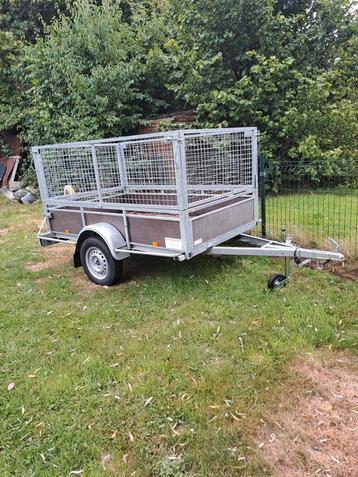 Remorque simple essieux avec rehausses bw trailers, Enlèvement, Comme neuf