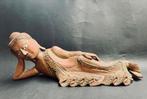 couché très vieux 'Nirvana Buddha', Mandalay, Birmanie., Antiquités & Art, Art | Autres Art, Enlèvement, Antiek houten Boeddha