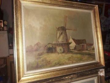 huile sur toile moulin signe Gustave pynaert
