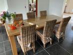massief eiken tafel (zonder stoelen), 200 cm of meer, 50 tot 100 cm, Eikenhout, Rechthoekig