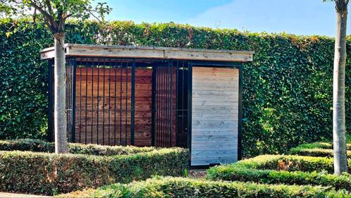 Luxe Hondenkennel 300x150 - zwart - Douglas hout - nachthok, Dieren en Toebehoren, Hondenhokken, Zo goed als nieuw, Hondenkennel