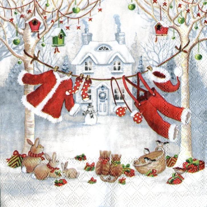 4 papieren servetten patroon 22 ideaal voor knutselen, Diversen, Kerst, Nieuw, Ophalen of Verzenden