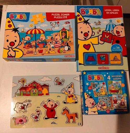 SET VAN BUMBA, 3 PUZZELS EN 1 BOEK MET MEMOKAARTJES, Kinderen en Baby's, Speelgoed | Kinderpuzzels, Zo goed als nieuw, 6 maanden tot 2 jaar