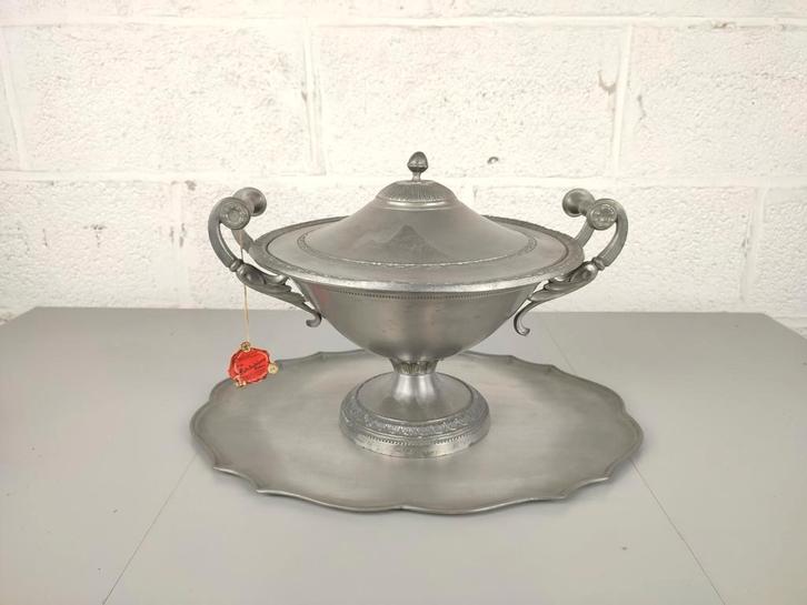 Grote zware tinnen soepterrine, Antiek en Kunst, Antiek | Tin, Ophalen of Verzenden