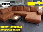 VI Hoeksalon NIEUW in cognac stof 304 x198x 148cm + Levering, Ophalen of Verzenden, Nieuw, Stof