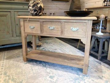 landelijke sidetable (massief teak), 100 à 150 cm, 25 à 50 cm, Landelijk, Enlèvement