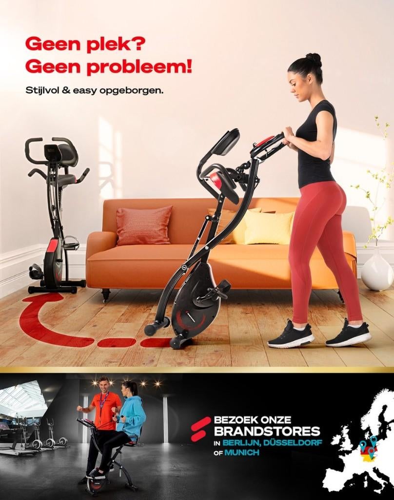 Sportstech Hometrainer X150 | 2-in-1 ligfiets | opklapbaar, Sport en Fitness, Fitnessapparatuur, Zo goed als nieuw, Hometrainer