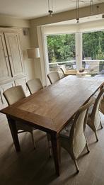 Eiken eettafel en 6 stoelen, Ophalen, Gebruikt, Eik, 4 tot 6 stoelen