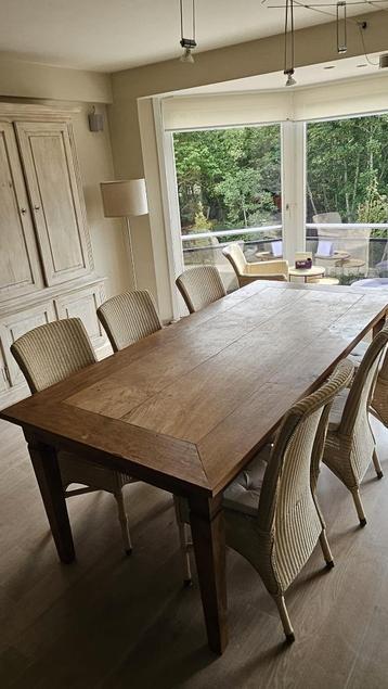 Eiken eettafel en 6 stoelen, Enlèvement, Utilisé, Eik, 4 à 6 chaises
