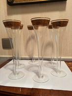 6 antieke glazen kristal met goud, Antiquités & Art, Antiquités | Verre & Cristal, Enlèvement