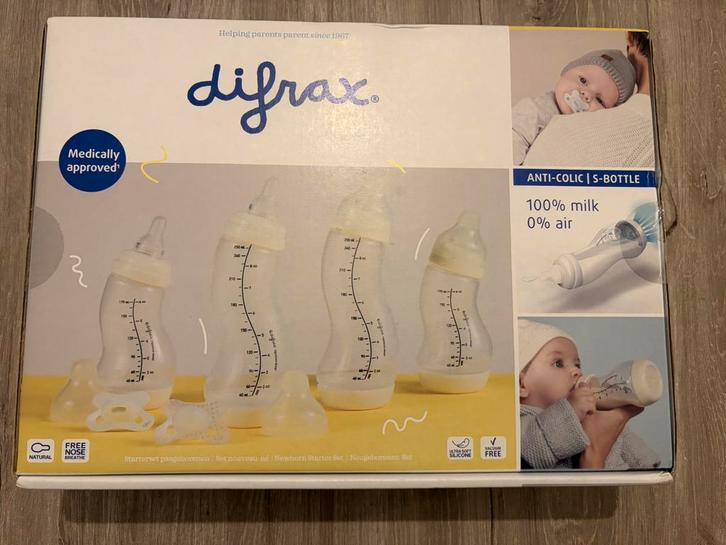 Startersset newborn Difrax anti-colic S flessen, Kinderen en Baby's, Babyvoeding en Toebehoren, Zo goed als nieuw, Ophalen