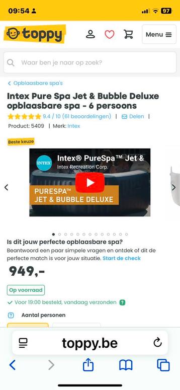 Jacuzzi Intex Pure Spa pour 6 personnes, Enlèvement, Utilisé, Couverture, Gonflable
