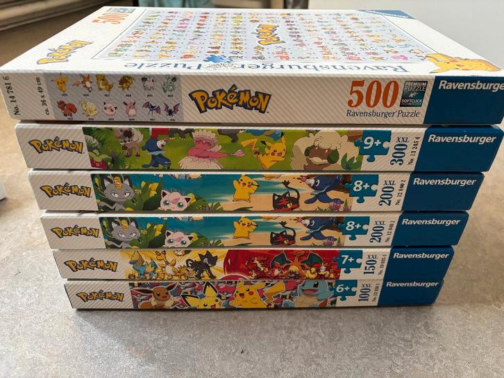 Te koop: 6 Pokémon puzzels (verschillende leeftijden), Hobby en Vrije tijd, Denksport en Puzzels, Zo goed als nieuw, Legpuzzel