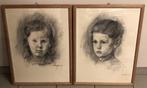 2 très beaux dessins au crayon - encadrés - signés, Enlèvement