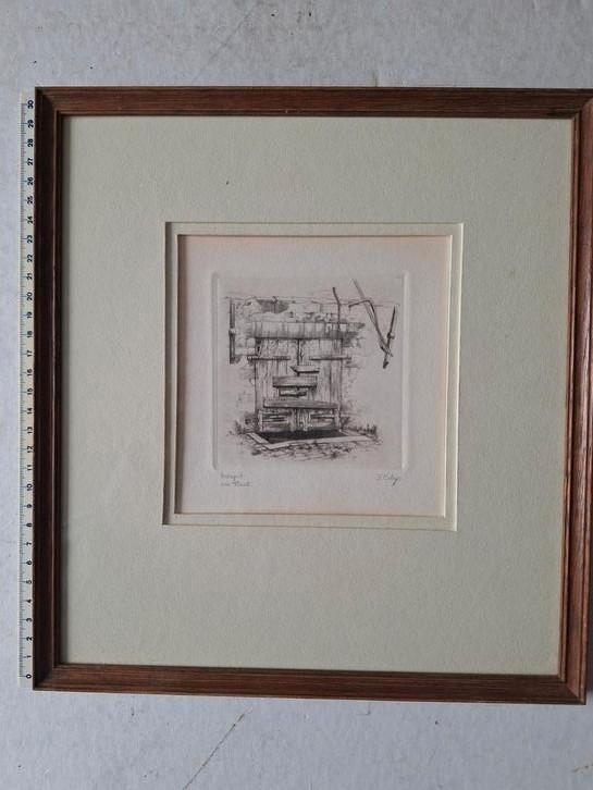 Verfijnde ets van Freddy Theys "Vossegat" derde staat, Antiek en Kunst, Kunst | Etsen en Gravures, Ophalen of Verzenden