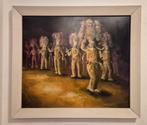 “Procession des Gilles” Huile sur isorel 1979 encadré, Ophalen