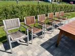 6 Tuinstoelen terrasstoelen - alu frame icm hout, Tuin en Terras, Tuinstoelen, Ophalen, Gebruikt, Aluminium