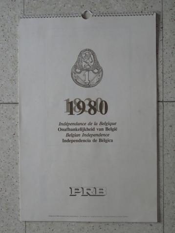 Calendrier 1980 Indépendance de la Belgique