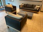 Grand canapé 3 places et 2 fauteuils + table en option, Ophalen, Gebruikt, Hout, Contemporain