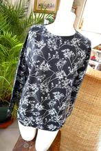 wit zwart bloemen blouse T-shirt, Vintage Dressing, Zwart, Maat 42/44 (L), Nieuw