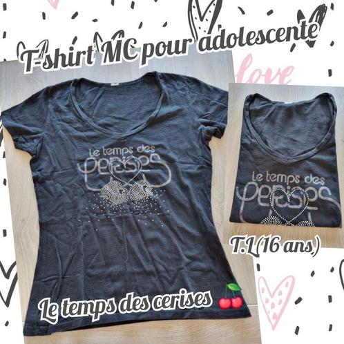 T-shirt MC pour adolescente-noir-Le temps des cerises -TL, Kinderen en Baby's, Kinderkleding | Maat 176, Gebruikt, Meisje, Overige typen