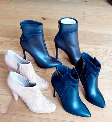 3 Superbes paires de bottines à talons noir,marron et beige  beschikbaar voor biedingen