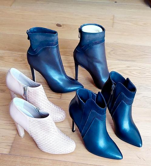 3 Superbes paires de bottines à talons noir,marron et beige, Kleding | Dames, Schoenen, Nieuw, Zwart