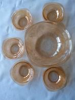 VINTAGE SCHAAL EN BOWLS in JEANETTE GLAS FLORAGOLD LOUISA, Antiek en Kunst, Ophalen of Verzenden