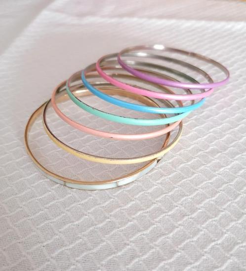 Set van 7 fijne armbanden, ringen, metaal, 7 cm, Handtassen en Accessoires, Armbanden, Gebruikt, Overige materialen, Overige kleuren