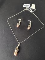 Dolce Luna Sieradenset – Oorbellen & Hanger Ketting, Handtassen en Accessoires, Kettingen, Ophalen, Met hanger, Beige, Nieuw