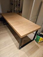 Uitschuifbare eettafel, eikenfineer/zwart, 210/268x90 cm, Ophalen, Eikenhout, 50 tot 100 cm, Vijf personen of meer