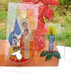 2 plaques de verre avec peinture religieuse noel, Antiquités & Art, Enlèvement ou Envoi