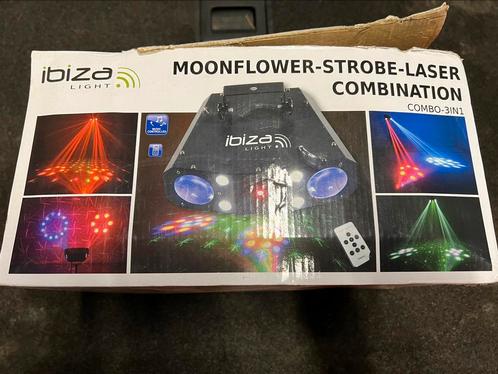 Moonflower-strobe-laser combination, Muziek en Instrumenten, Licht en Laser, Zo goed als nieuw, Laser, Geluidgestuurd, Kleur, Stroboscoopeffect