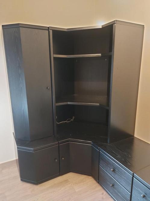 zwarte kast in modules, Huis en Inrichting, Kasten | Wandmeubels, Gebruikt, 100 tot 150 cm, Minder dan 150 cm, 25 tot 50 cm, Met lade(s)