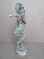 Bronzen beeld van Lord Krishna die fluit speelt/India/, Huis en Inrichting, Woonaccessoires | Boeddhabeelden, Ophalen of Verzenden